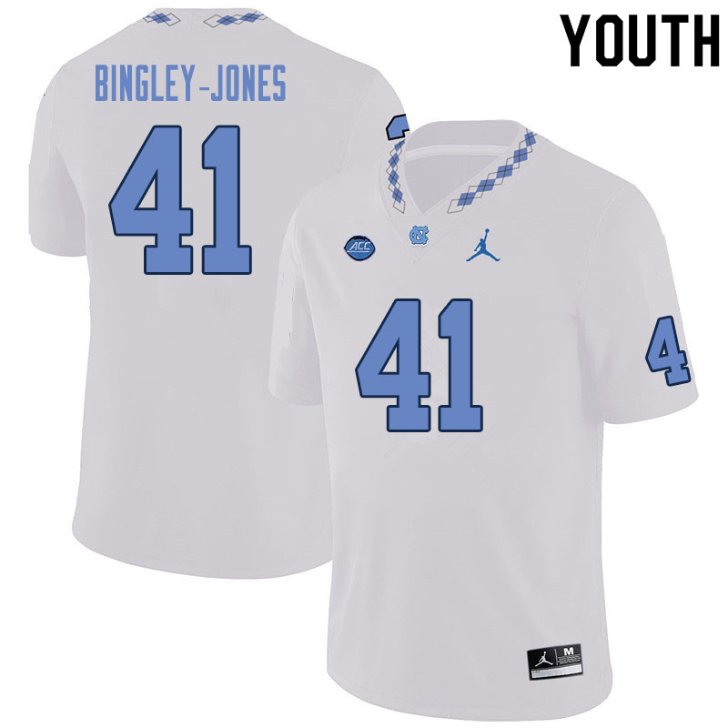 Youth #41 Kedrick Bingley-Jones North Carolina Tar Heels College Football Jerseys Sale-White